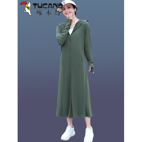 啄木鳥防紫外線女士防曬衣長款全身防曬服女款2025新款夏季薄外套
