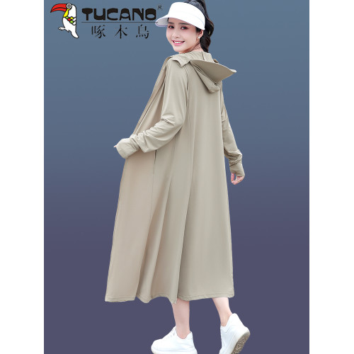 啄木鳥防紫外線女士防曬衣長款全身防曬服女款2025新款夏季薄外套