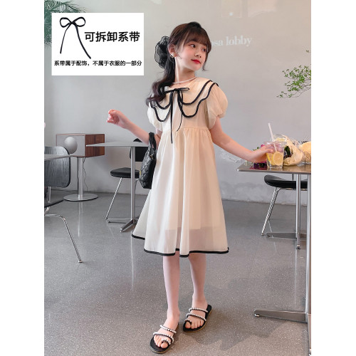 女童連衣裙夏裝2025新款洋氣時髦兒童公主裙夏天女孩夏季雪紡裙子