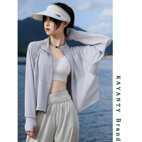 KAYANTY防曬衣女夏薄款防紫外線透氣冰絲立領短款防曬服罩衫外套