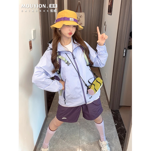 茉尋蜜橘粉色防曬衣女款夏季2025新款戶外山系多巴胺輕薄好看外套