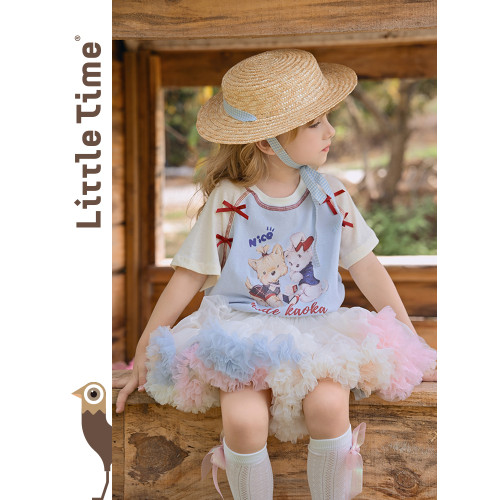 Little time女童半身裙夏季2025新款兒童洋氣時尚冰淇淋百搭裙子