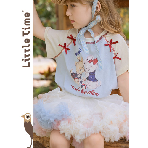 Little time女童半身裙夏季2025新款兒童洋氣時尚冰淇淋百搭裙子