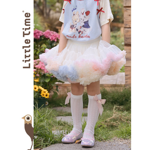 Little time女童半身裙夏季2025新款兒童洋氣時尚冰淇淋百搭裙子
