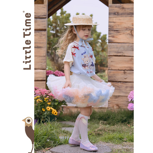 Little time女童半身裙夏季2025新款兒童洋氣時尚冰淇淋百搭裙子