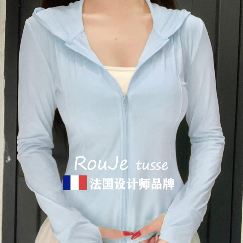 Rouje tusse收腰冰絲透氣防曬衣女防紫外線輕薄防曬服短外套夏季