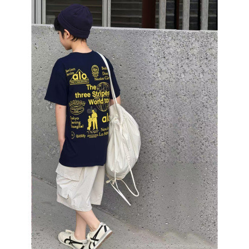 2025新款兒童短袖T恤alo男童純棉T恤半袖親子裝帥氣時髦衣服夏裝