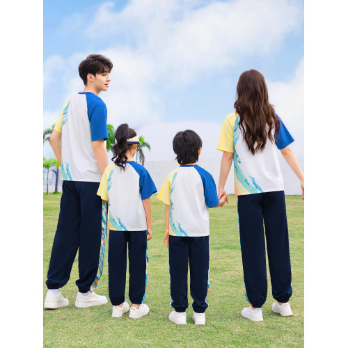 炸街休閒運動長褲親子裝一家三口四口2025夏季新款時尚家庭母女裝