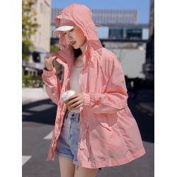 歐貨輕薄款防曬衣女中長款2025夏新款收腰透氣寬松防曬服風衣外套