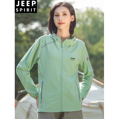 JEEP吉普夏季新款冰絲防紫外線風衣外套薄款防曬服戶外防曬衣女款