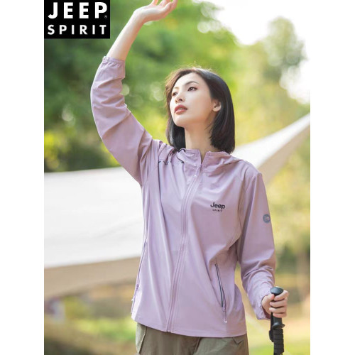 JEEP吉普夏季新款冰絲防紫外線風衣外套薄款防曬服戶外防曬衣女款