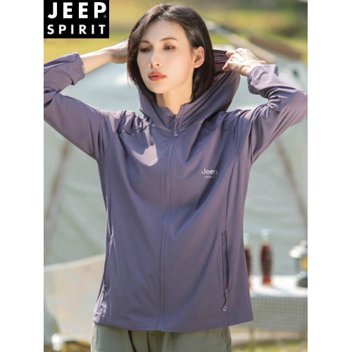 JEEP吉普夏季新款冰絲防紫外線風衣外套薄款防曬服戶外防曬衣女款