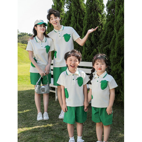 休閒親子裝一家三口四口新款夏季純棉短袖t恤母子母女裙洋氣套裝