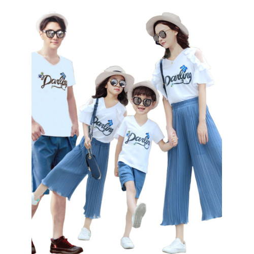 親子裝夏裝2025新款一家三四口高級套裝韓版全家裝網紅母女裝洋氣