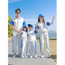 親子裝夏款一家三口四口母女裝炸街母子裝純棉運動服套裝2025新款