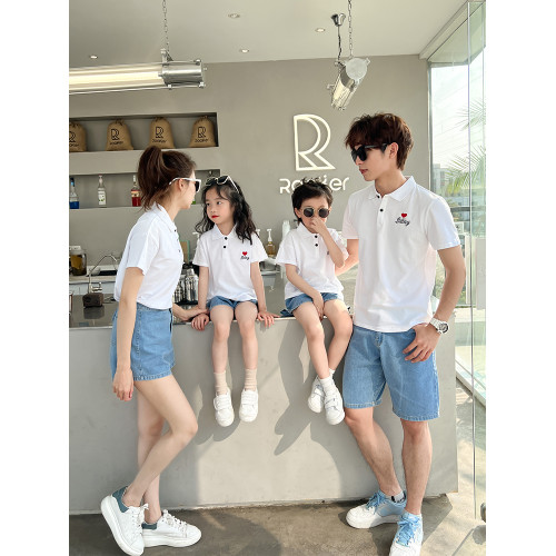親子裝夏裝網紅一家三口母女裝洋氣四口短袖Polo高級套裝夏季母子