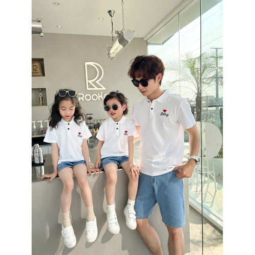 親子裝夏裝網紅一家三口母女裝洋氣四口短袖Polo高級套裝夏季母子