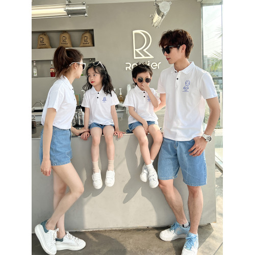 親子裝夏裝短袖POLO衫一家三口母女洋氣高級夏天母子四口網紅夏季