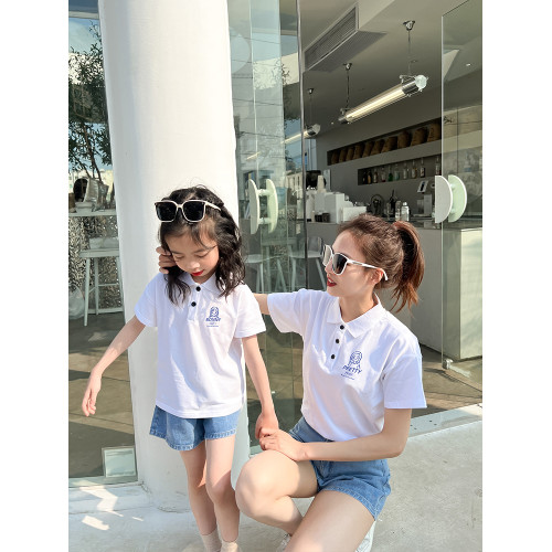 親子裝夏裝短袖POLO衫一家三口母女洋氣高級夏天母子四口網紅夏季