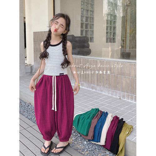 女童褲子兒童夏季防蚊褲2025新款夏天寬鬆休閒褲冰絲夏裝薄款長褲