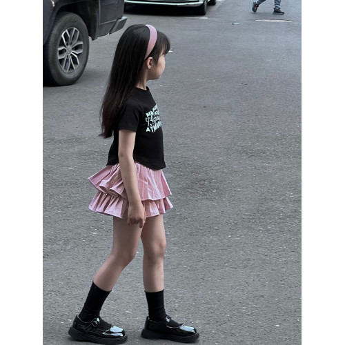 吉小可童裝女童ins百褶裙夏季a字半身裙褲蓬蓬蛋糕裙超短裙親子裝
