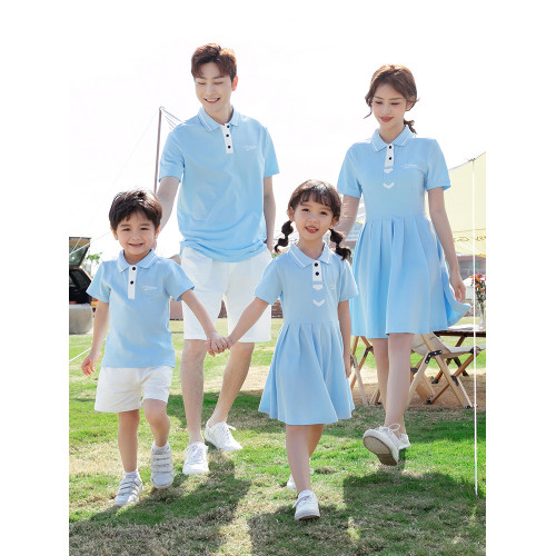 親子裝2025新款潮夏裝一家三口全家福家庭母子母女連衣裙洋氣裙子