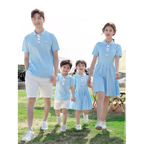 親子裝2025新款潮夏裝一家三口全家福家庭母子母女連衣裙洋氣裙子