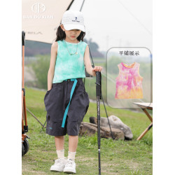 親子裝女童無袖背心夏裝薄款2025新款洋氣女孩中大童韓版t恤上衣