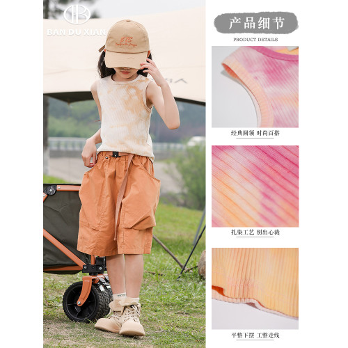 親子裝女童無袖背心夏裝薄款2025新款洋氣女孩中大童韓版t恤上衣