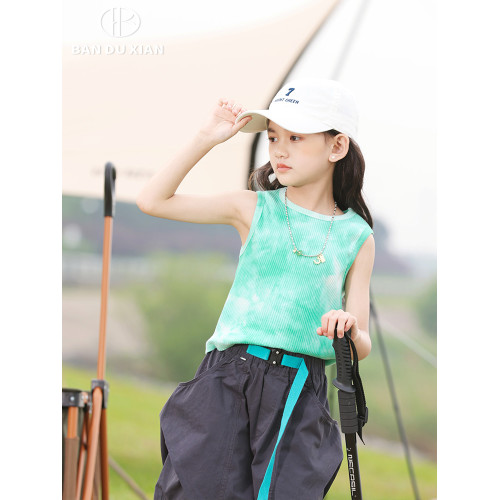 親子裝女童無袖背心夏裝薄款2025新款洋氣女孩中大童韓版t恤上衣
