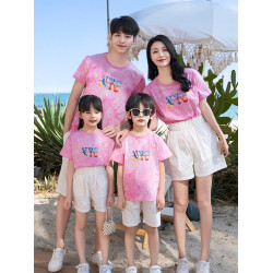 三亞海邊度假親子裝2025新款夏裝一家三四口母女沙灘裙大碼胖媽媽