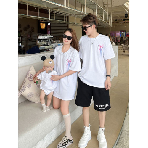 炸街親子裝夏款短袖t恤流星愛心拍照一家三口四口嬰兒母子母女裝