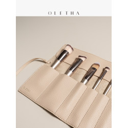 OLETHA新款輕奢皮質化妝刷具專用隨身卷袋旅行可攜式防塵收納小包
