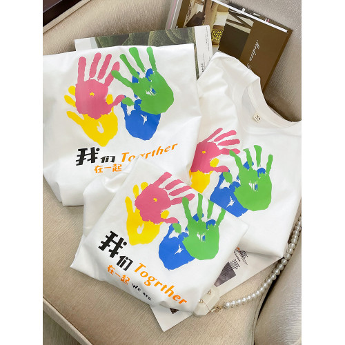 親子裝夏季一家三口2025新款潮母子母女洋氣t恤純棉短袖家庭四口
