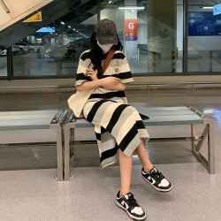 高級炸街親子裝夏裝2025新款母女連衣裙子一家三口四母子夏季套裝
