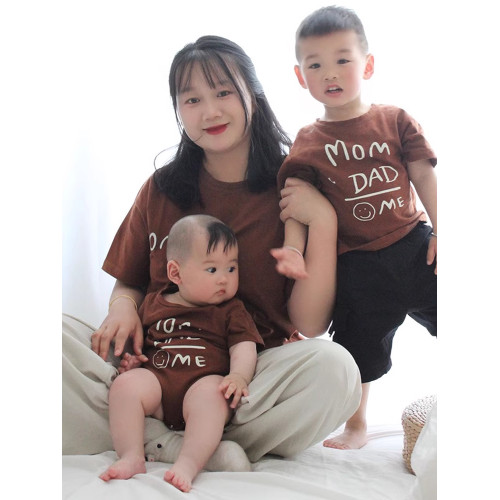 拍照親子裝T恤小月齡夏季一家三口四口嬰幼兒滿月百天周嵗全家福