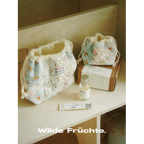 野菓.Wilde Früchte.2024韓系花園系列碎花夾棉束口收納包化妝包