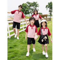 親子裝夏裝一家三口2025新款夏天短袖四口母女裙子POLO衫套裝夏季