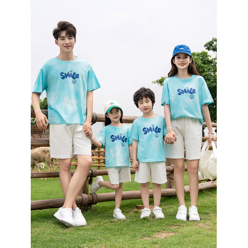 親子裝夏裝一家三口母女2025新款夏天母子t恤短袖套裝高級感夏季
