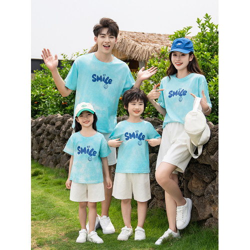 親子裝夏裝一家三口母女2025新款夏天母子t恤短袖套裝高級感夏季
