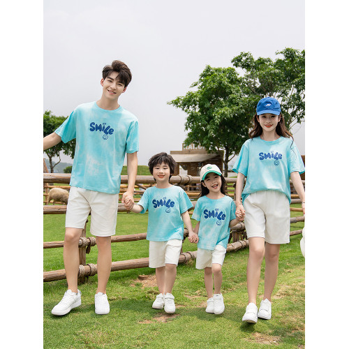 親子裝夏裝一家三口母女2025新款夏天母子t恤短袖套裝高級感夏季