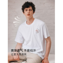 Oak Family夏季親子裝液態棉T恤兒童白小t寬松冰絲印花薄款上衣