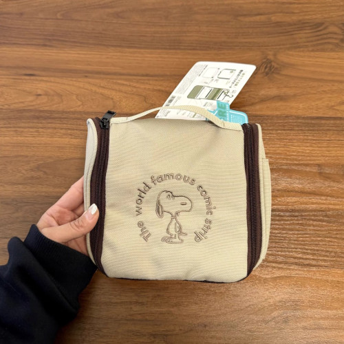日系可愛史努比刺綉化妝包旅行家用可攜式可掛式洗漱包包飾品收納包