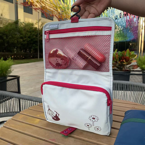 日系姆明阿美印花旅行洗漱包懸掛式分區收納包家用男女防水化妝包