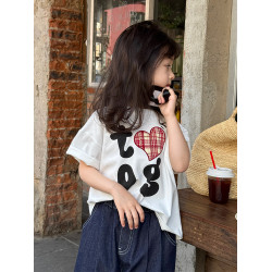 柒號童倉女童韓版設計感短袖T恤夏裝新款兒童寬鬆休閒可愛上衣潮