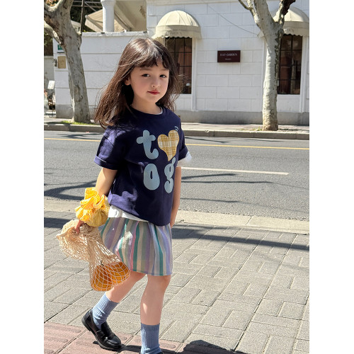 柒號童倉女童韓版設計感短袖T恤夏裝新款兒童寬鬆休閒可愛上衣潮