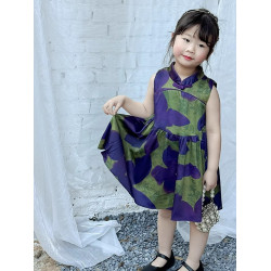新中式一家三口親子裝母女連衣裙沙灘度假母子國風旗袍燈籠褲套裝