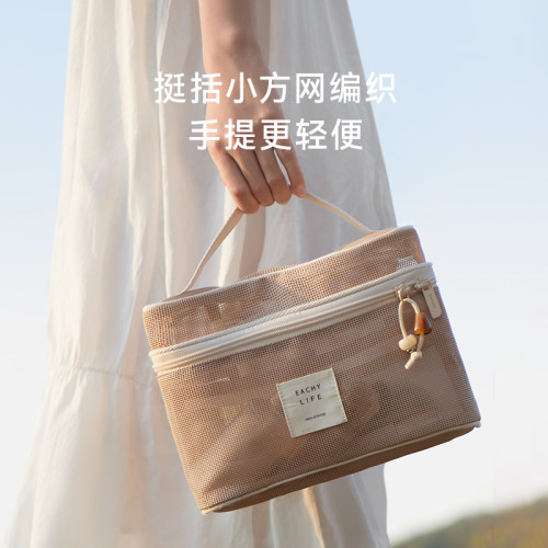 裡序化妝包女2025新款高級旅行洗漱包手提補妝包可攜式口紅包分區