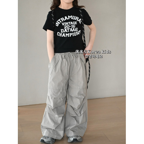 優米左童裝女童短袖T恤修身短款2025新款洋氣女孩時髦上衣純棉潮