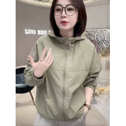 時尚防曬衣女外套2025春夏季新款薄款純色休閒百搭連帽防曬服上衣